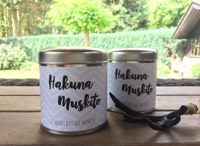 Soja wax kaars wasblik Hakuna Muskito