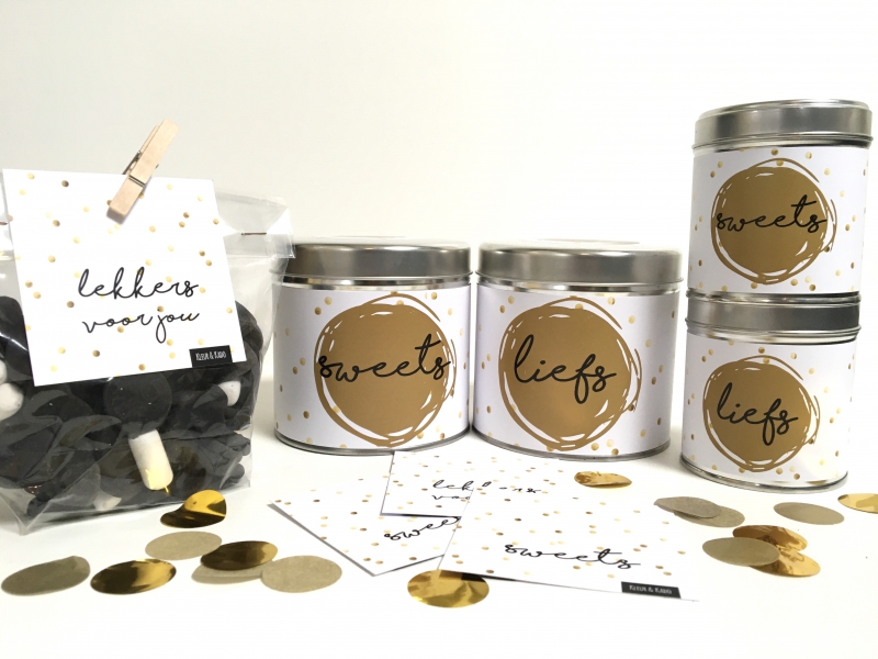 Kadokaartjes vierkant GOLDEN DOTS