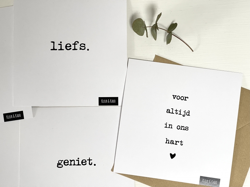 Kaart Typewriter vierkant WIT dubbel