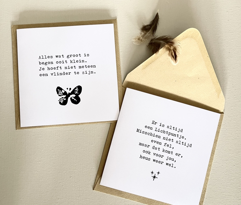 Kaart typewriter dubbel WIT