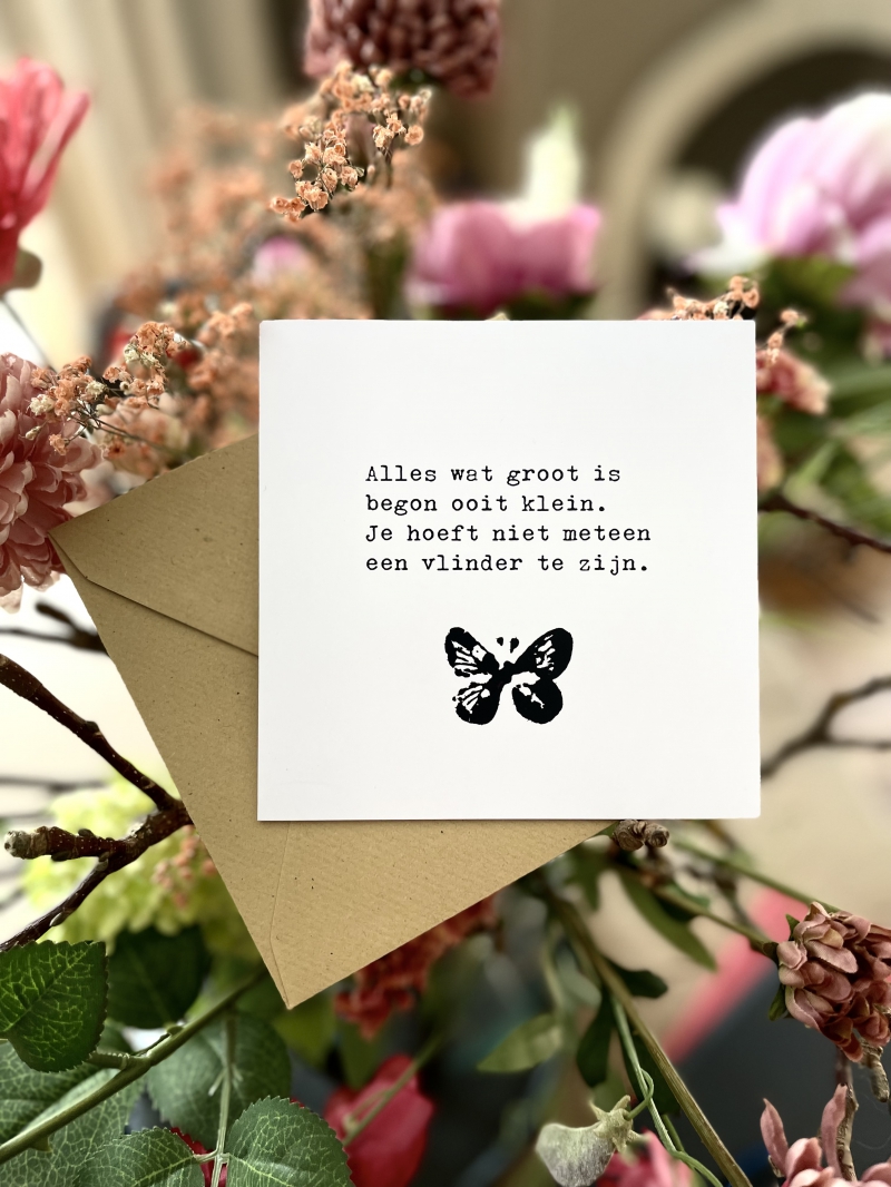 Kaart typewriter dubbel WIT