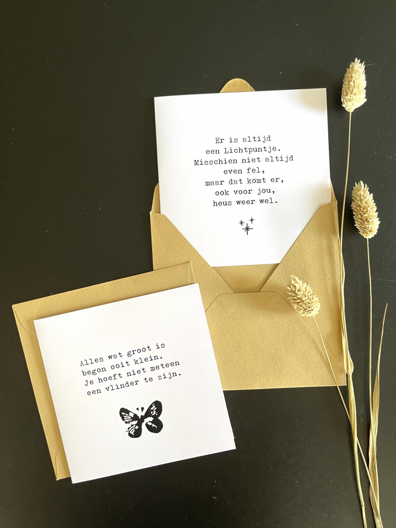 Kaart typewriter dubbel WIT