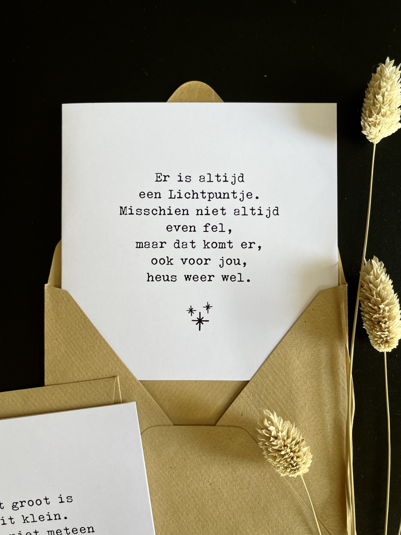 Kaart typewriter dubbel WIT