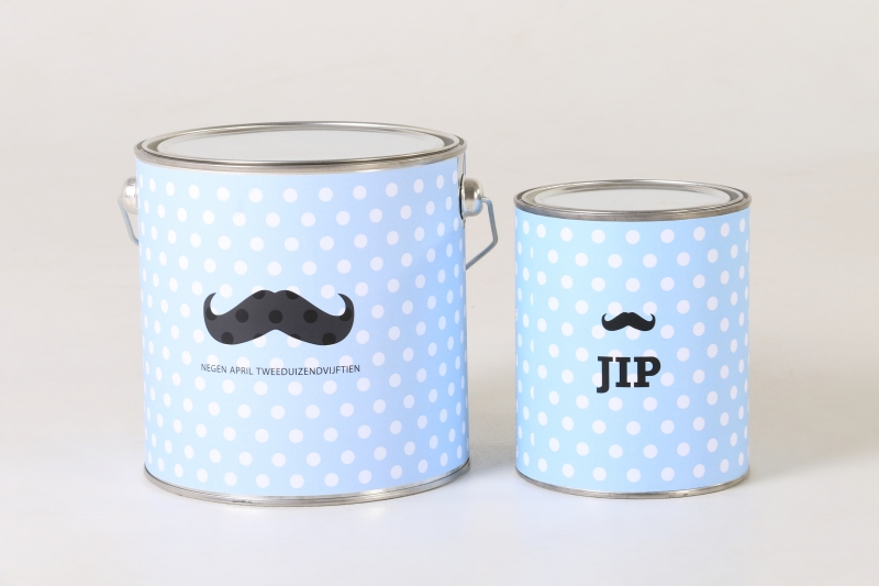 Blauw met witte stippen gepersonaliseerd